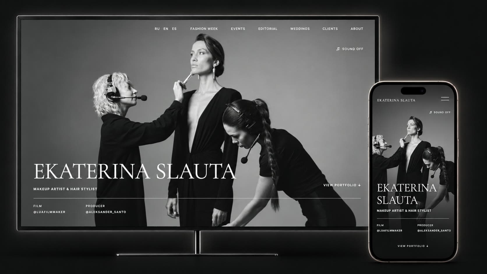 Мокап сайта Ekaterina Slauta — Визажист и стилист по волосам, Марбелья